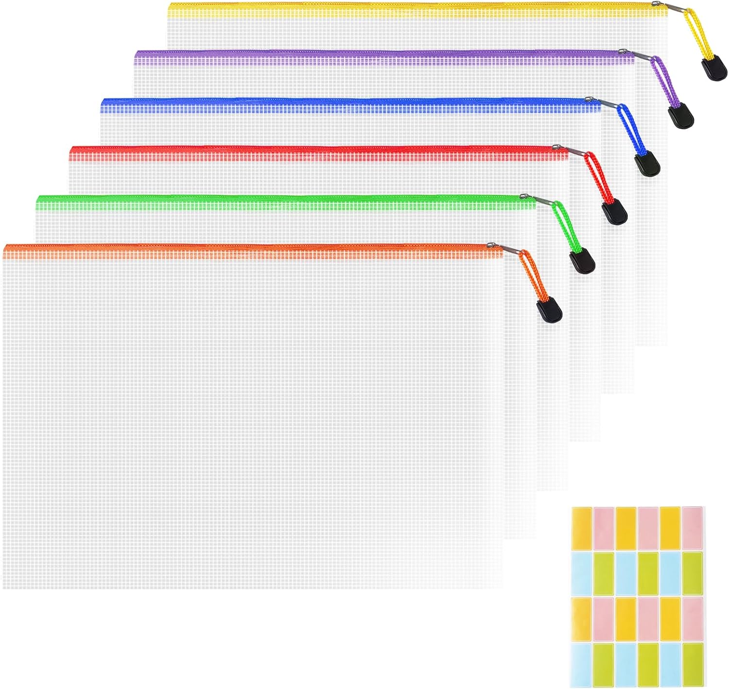 Plastic Wallets A4 Zip Folders - 6PCS