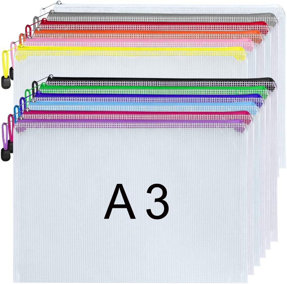 A3 Document Folder Zipper Bags Ziplock Bag- 12 Colours