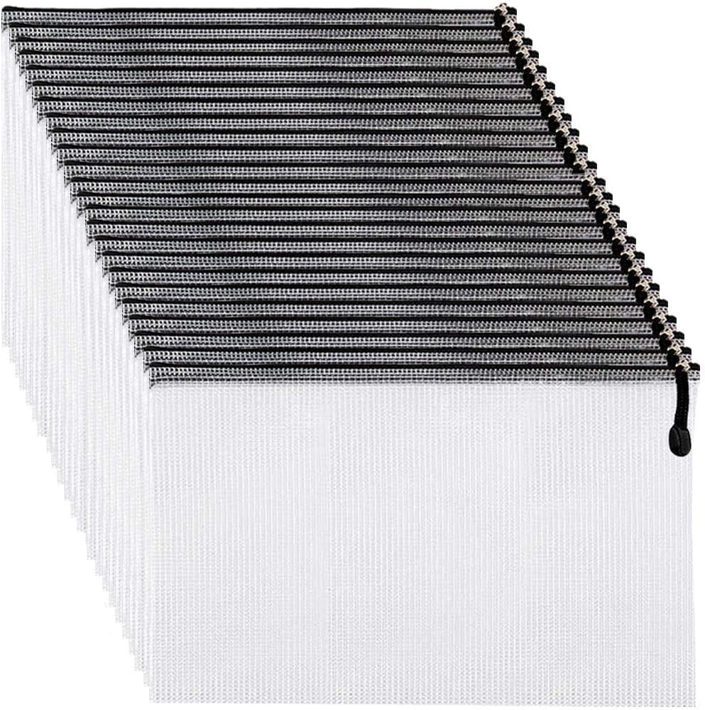 Plastic Wallets A5 Folder A5 Zip Wallets , Black(24PCS)