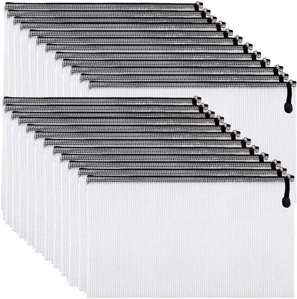 Plastic Wallets A4 Folder A4Zip Wallets , Black(24PCS)